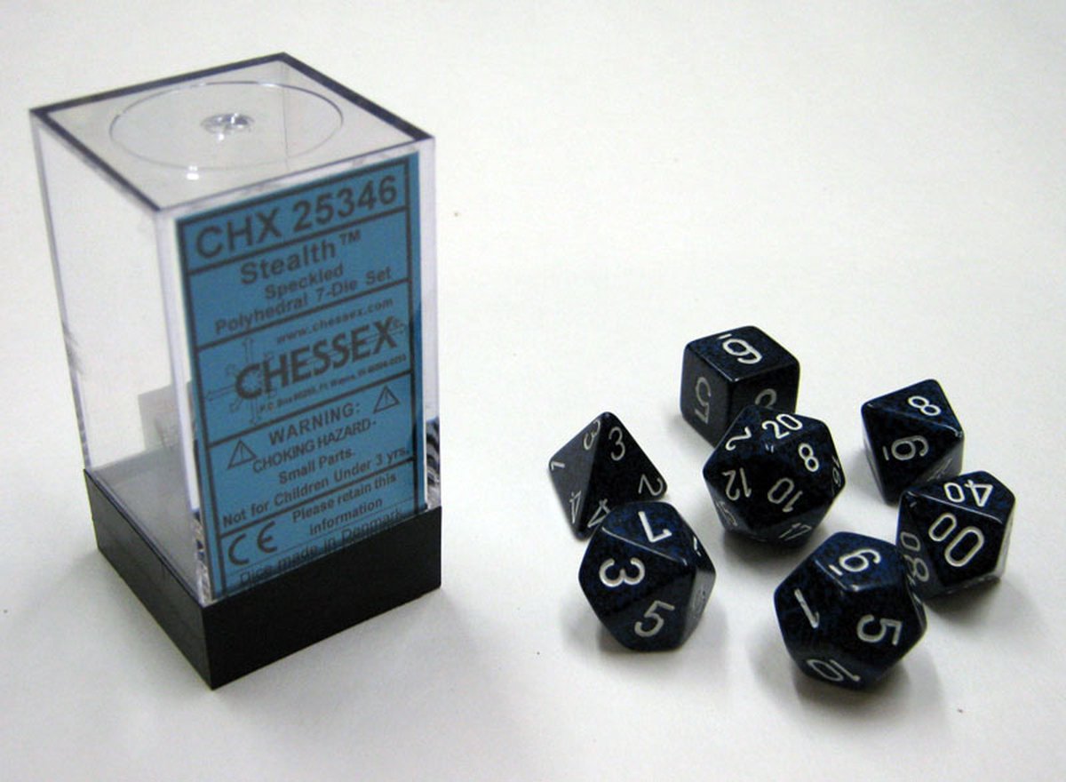 Chessex Stealth Speckled Polydice Dobbelsteen Set (7 stuks)