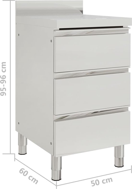 Armoire de cuisine commerciale The Living Store - 50 x 60 x (95 - 96) cm - Acier inoxydable