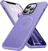 Hoesje Geschikt voor Apple iPhone 13 Pro - Compatibel met MagSafe - Matte Beschermhoes - Back Cover met Magneet - Geschikt voor Draadloos Opladen met Magnetische Ring - Violet