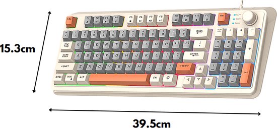 XUNFOX K82 Mixed Ledlight 94KEY gaming toetsenbord - CREME - Windows/Mac game toetsenbord - Mechanical Keyboard - QWERTY - anti-ghosting game toetsenborden - Creme/Grijs/Oranje - XUNFOX