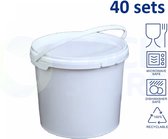 40 x witte emmers rond met deksel - 5,5 liter met garantiesluiting - geschikt voor diepvries, magnetron en vaatwasser