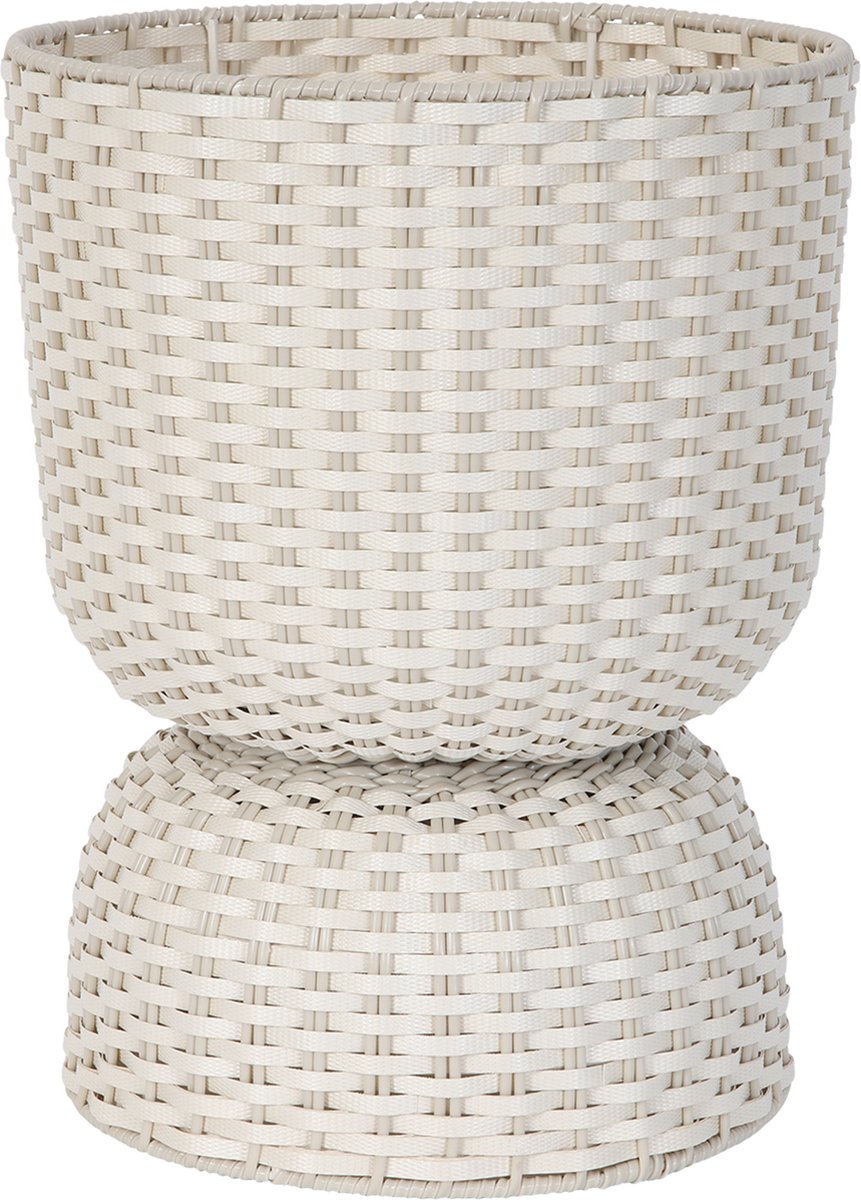 Handed By - Plantenmand - Plantenstandaard - Bloempot - Duurzaam- Handgevlochten - Handed By Twist Diabolo maat medium - beige - champagne