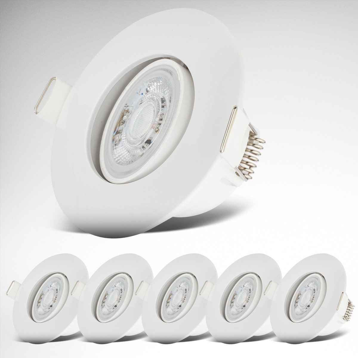B.K.Licht - LED Badkamer Inbouwspots - wit - set van 6 - badkamerverlichting - IP65 - kantelbaar - 9 x 4,2 cm (DxH)