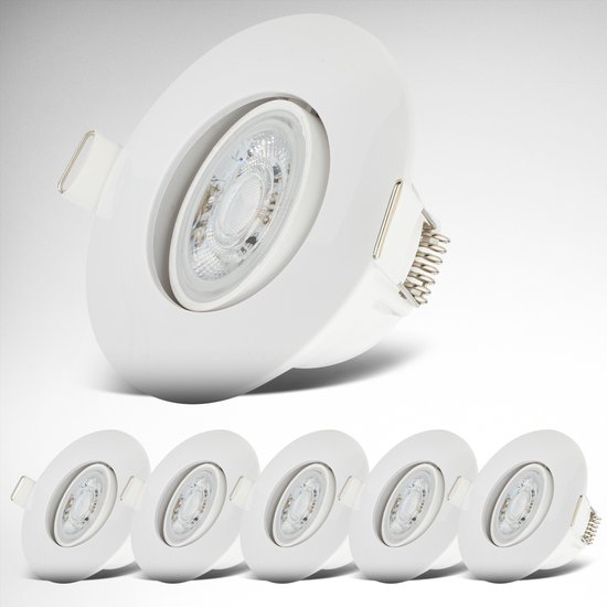 BK Licht - Spots encastrés LED pour salle de bain - blanc - lot de 6 - éclairage de salle de bain - IP65 - inclinable - 9 x 4,2 cm (PxH)