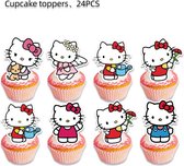 taart toppers - hello kitty - 24 stuks - verjaardag - cupcake - taartdecoratie