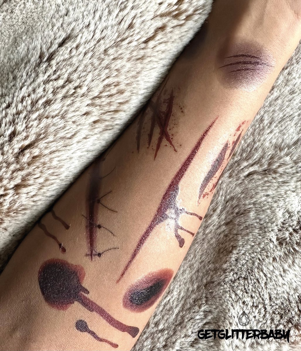 GetGlitterBaby® - Wonden Tattoo Halloween Decoratie Versiering / Carnaval Schmink Make Up Plak Tattoos Bloed / Tijdelijke Tattoo / Nep Tatoeage - Wond / Wonden / Bloed — afbeelding 5