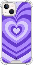 Casimoda® hoesje - Geschikt voor iPhone 13 - Hart Swirl Paars - Shockproof case - Extra sterk - Siliconen/TPU - Paars, Transparant