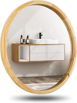Miroirs ronds Miroirs muraux de 24 pouces Miroirs Morden décoratifs avec cadre en bois pour salles de bains, entrées, salons et plus encore. (Bois naturel)