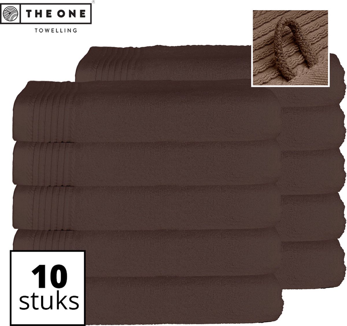 The One Towelling Classic Handdoeken - Voordeelverpakking - Hoge vochtopname - 100% Gekamd katoen - 70 x 140 cm - Taupe - 10 Stuks