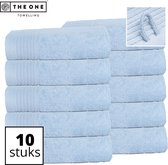 The One Towelling Classic Handdoeken - 50 x 100 cm - 10 Stuks - Voordeelverpakking - Hoge vochtopname - 100% Gekamd katoen - Lichtblauw