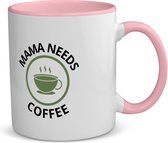 Akyol - mama needs coffee koffiemok - theemok - roze - Moeder - mama die koffie nodig heeft - moeder cadeautjes - moederdag - verjaardagscadeau - verjaardag - cadeau - geschenk - kado - gift - moeder artikelen - 350 ML inhoud