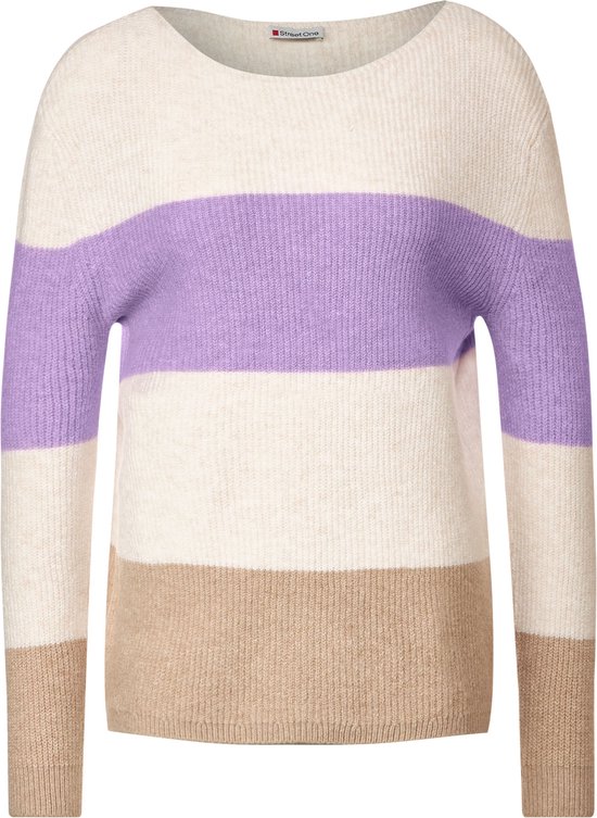 Street One cosy stripe sweater Dames Trui - soft pure lilac melange