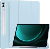 Case2go - Tablet hoes geschikt voor Samsung Galaxy Tab S9 FE Plus (2023) - Tri-fold Case - Met Pencilhouder - Licht Blauw