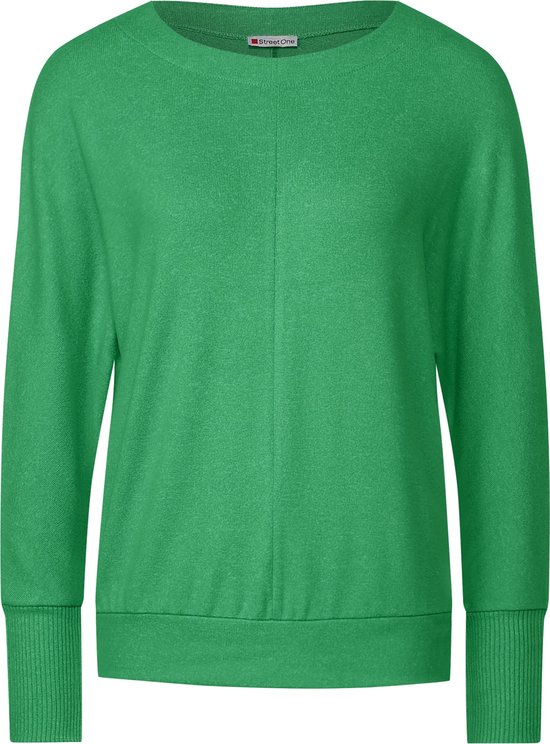 Street One Cozy T-shirt femme à poignets longs - mélange vert doux fresh - Taille 44