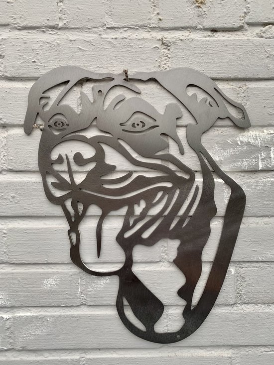 Metalen Hond - De Pitbull - Wanddecoratie van metaal