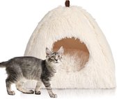 Kattenbed, wasbaar, kattenslaapplaats voor katten, kattenmand, pluche, huisdier, kattenhuis, kattenkussen, pluizig kitten, puppybed, huisdierbed, wit
