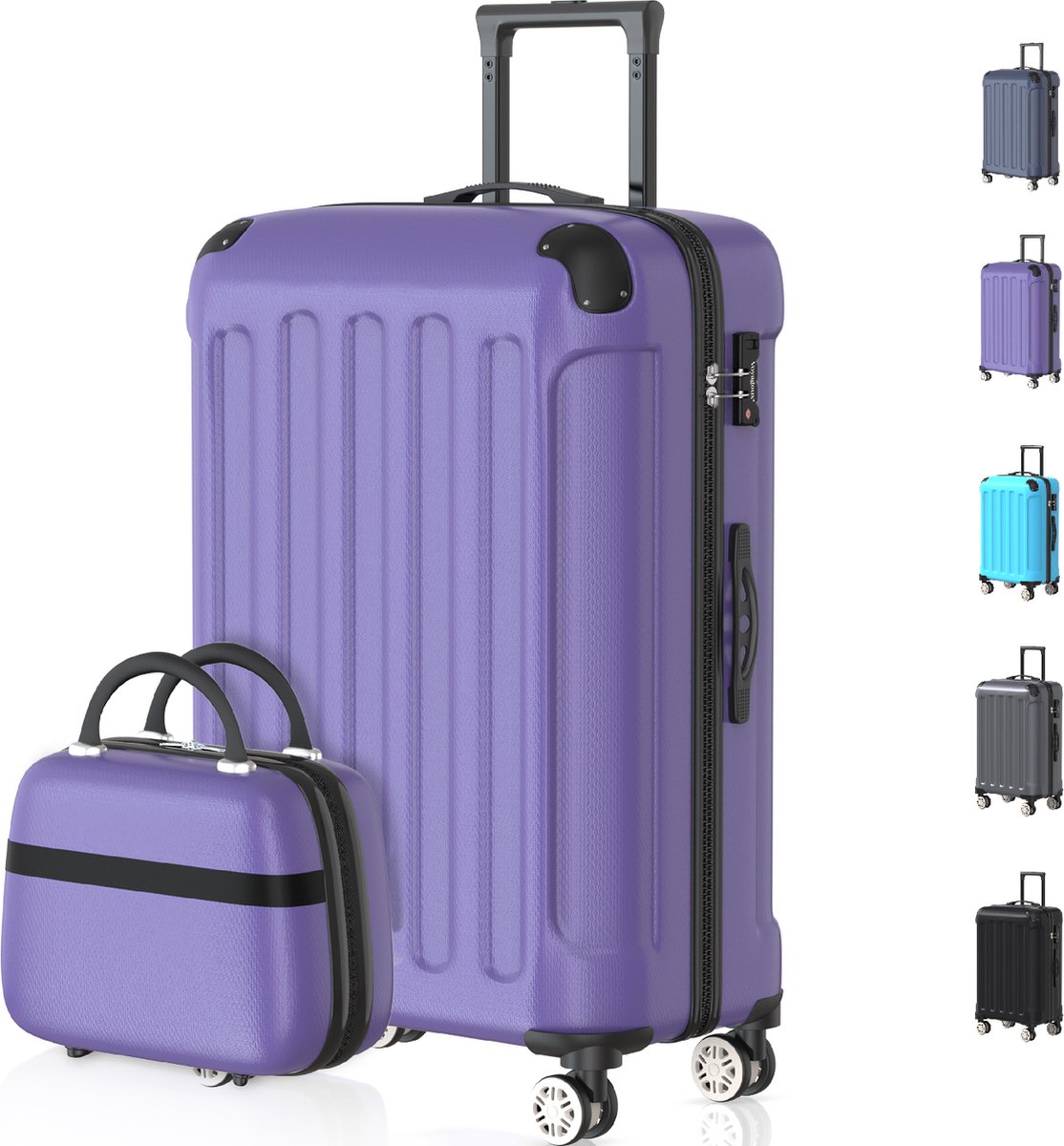Voyagoux® Kofferset 2 delig - ABS kofferset - XS / L - Koffer - Paars