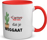 Akyol - kak dus dat je weg gaat koffiemok - theemok - rood - Quotes - iemand die ontslag neemt - cactus - collega's - werknemers - verjaardagscadeau - verjaardag - cadeau - afscheidscadeau - geschenk - leuke cadeau - kado - gift - 350 ML inhoud