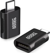 AdroitGoods 2x USB-C naar USB-A Adapter - USB 3.1 - Converter - Aluminium Zwart - Siliconen Grip
