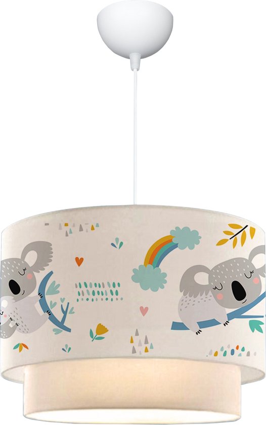 Lampe à suspension Design Lurgan E27 blanche avec motif koala