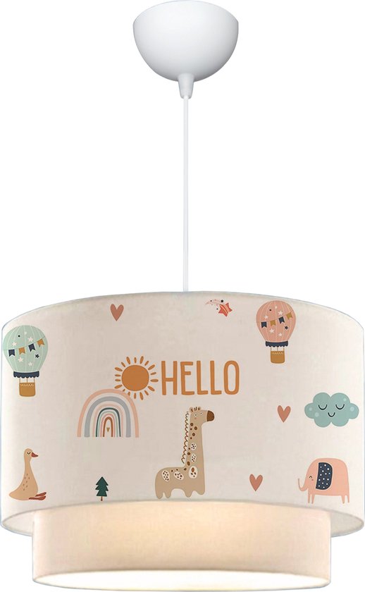 Design hanglamp Lurgan E27 wit met giraffe motief