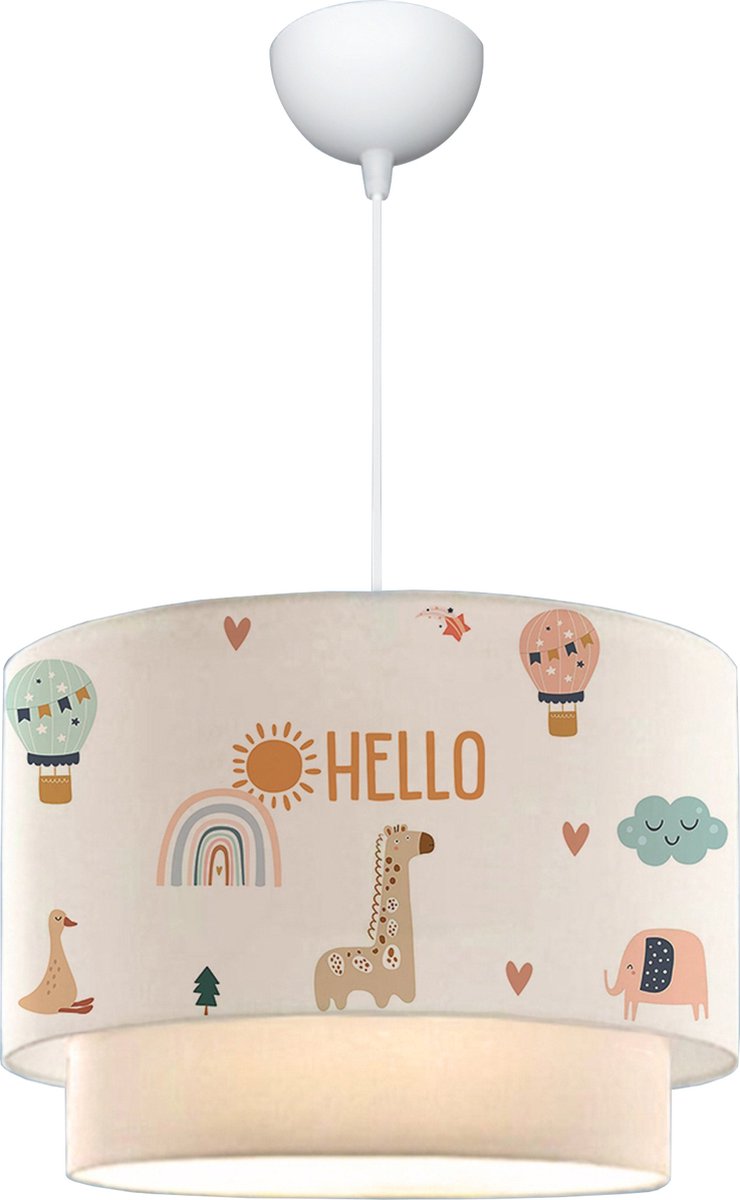Kinder hanglamp Lurgan E27 wit met giraffe motief lux.pro
