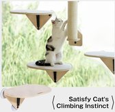 Kattenraambaars hangmat met klimtreden en krabpaal houten kattenraambed gemonteerd kattenbed voor binnenkatten (1 stuks)