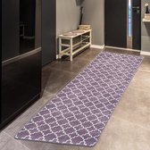 Woonkamer tapijt, laagpolig, modern geometrisch antislip vloertapijt, gel, loper, zwart-wit (Smoked, 80 x 200 cm)