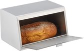 Relaxdays broodtrommel rvs - metalen brooddoos retro - zilveren brood bewaardoos - keuken