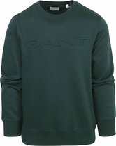 Gant - Pull Logo Embossé Vert Foncé - Homme - Taille 3XL - Coupe Regular