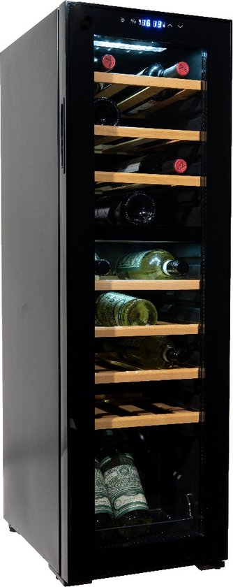 Vinata Premium Wijnklimaatkast Bianco Vrijstaand - Zwart - 27 flessen - 111 x 34.5 x 48 cm - Glazen deur