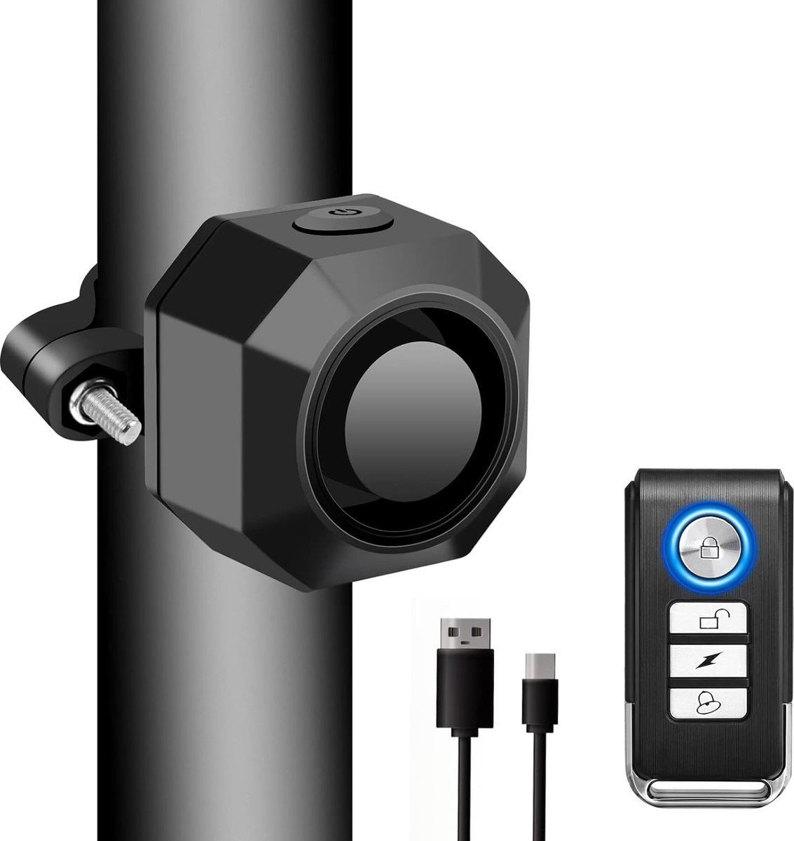Anti-Diefstal Fietsalarm - Alarmsysteem voor Fietsen en Scooters - Fietsalarm met Afstandsbediening - Waterdicht Fietsslot - Inbrekersalarm - 110dB - USB-c Oplaadbaar