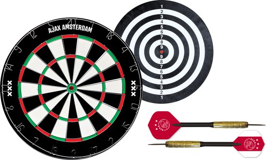 Ajax Flocked Dartbord - Dubbelzijdig - Dartbord met 6 dartpijlen - Dart Flights - Dart Shafts - Darts - Cadeau van Ajax — afbeelding 2