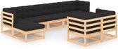 The Living Store Pallet Loungeset - Grenenhout - Antraciet - 70x70x67 cm - Incl - kussens