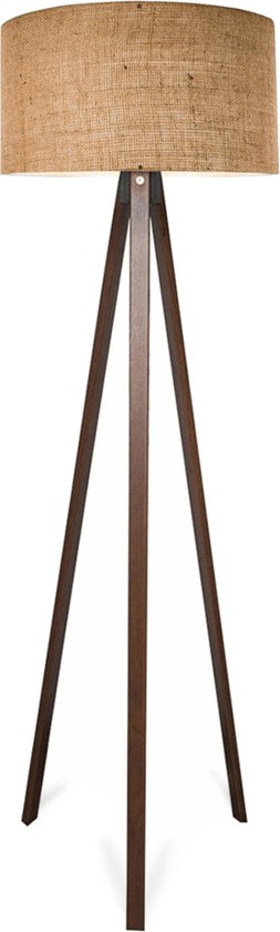 Lampe sur pied Newport lampadaire 140 cm E27 couleur bois et marron