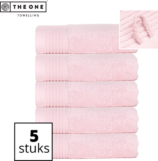 The One Towelling Classic Handdoeken - Voordeelverpakking - Hoge vochtopname - 100% Gekamd katoen - 50 x 100 cm - Lichtroze - 5 Stuks
