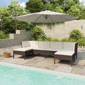 The Living Store Loungeset Seri Meubelset - 6-delig - PE-rattan - Bruin - 100% polyester