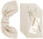 12 stuks linnen katoenen servetten met franje 45 x 45 cm dinerdoek servetten katoen linnen mix stoffen servetten wasbare rustieke linnen servetten voor bruiloft feesten Kerstmis (beige)