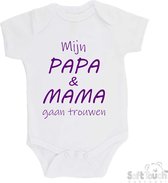 100% katoenen Romper "Mijn papa & mama gaan trouwen" Meisjes Katoen Wit/paars Maat 62/68