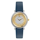 Versace Greca Flourish VE7F00223 Horloge - Leer - Blauw - Ø 35 mm