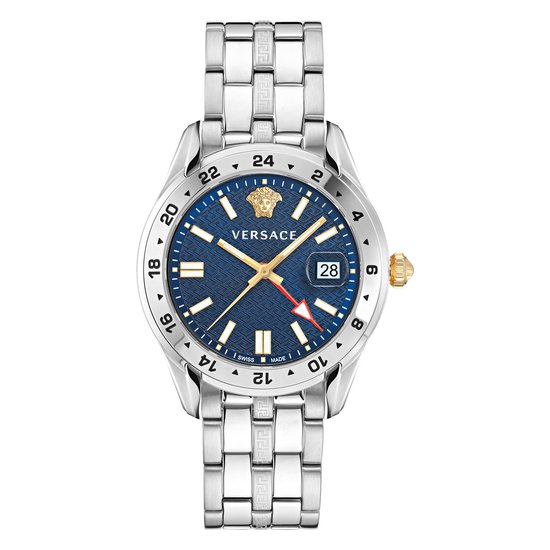 Versace Greca Time GMT VE7C00523 Horloge - Staal - Zilverkleurig - Ø 41 mm