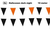 4x Vlaggenlijn Dark Halloween zwart en zwart/oranje 10 meter - Horror griezel thema feest evenement Halloween creepy