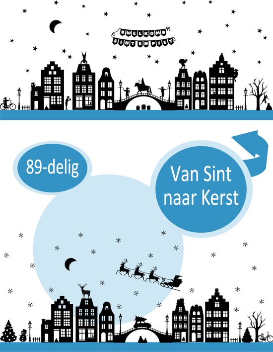 Sinterklaas decoratie | Raamsticker Sint en Kerst | 89-Delig | 130x50cm | Herbruikbaar | Raamsticker Sinterklaas | Raamsticker Kerst | Sinterklaas | Kerst | Kerstdecoratie | Sint decoratie |