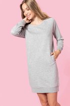 Sweater jurk/ K493 - Bio fleece lounge jurk, licht Grijs, maat XL