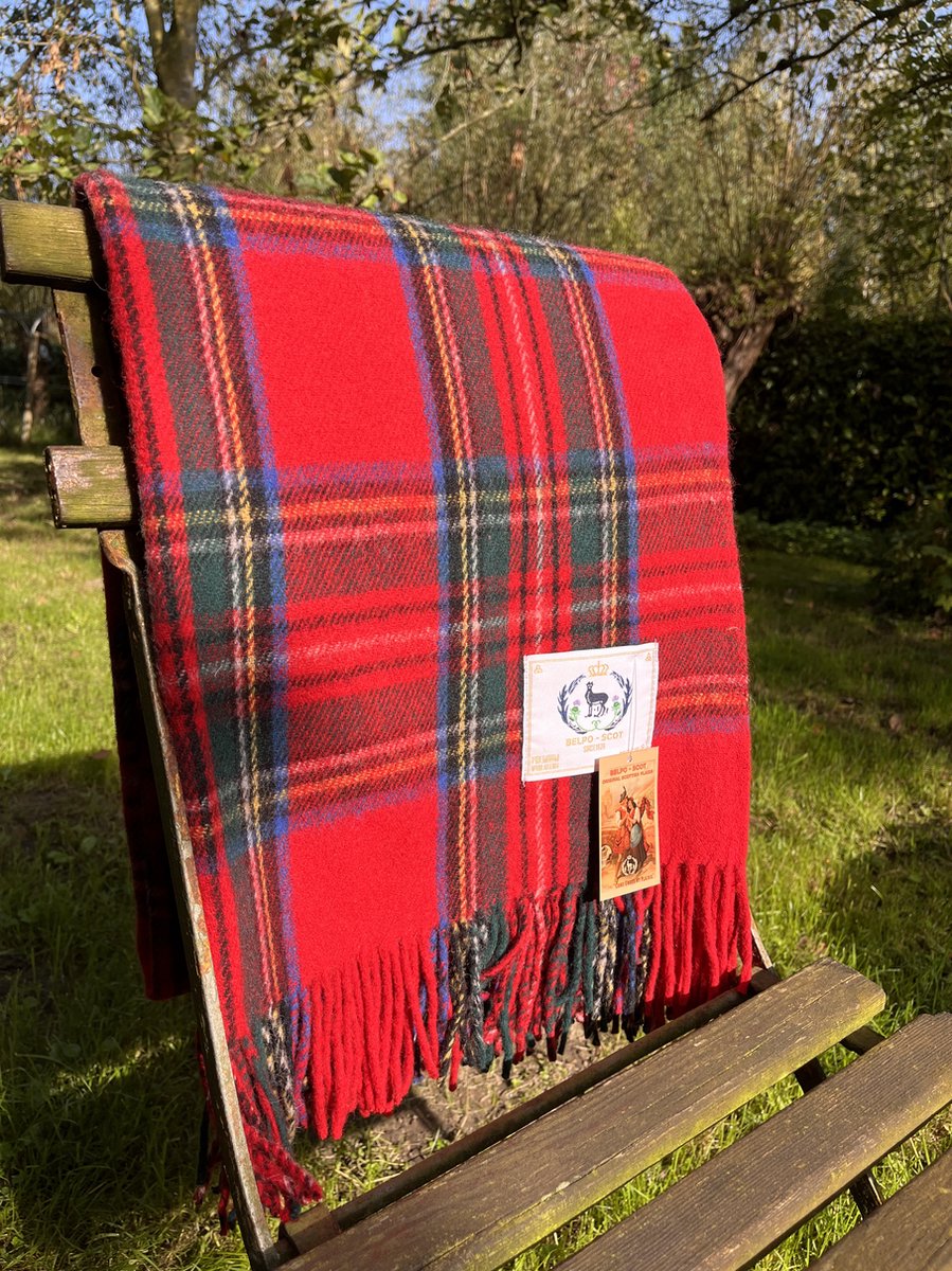 R&D Leder Wollen Tartan plaid Royal Stewart - Warm - Zacht - 100% WOL - tijdloos - Duurzaam - Ecologisch Tartan Royal Stewart