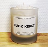 Fuck kerst - Soja was geurkaars - Witte roos - Kaarsglas transparant - Kaneel geur - 250 gram - 50 branduren - Geurkaars - Kaars - Kaars met tekst - Soja was – Soy wax – Handgemaakt – Cadeau – Cinnamon - Geschenk – Duurzaam