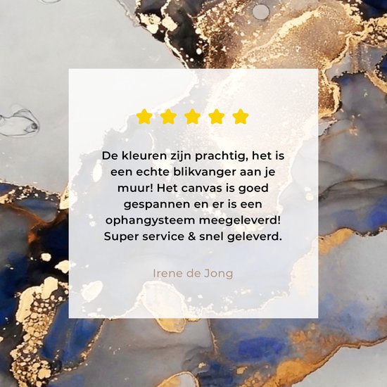 Toile Peinture Marbre - Blauw - Or - 140x90 cm - Décoration murale