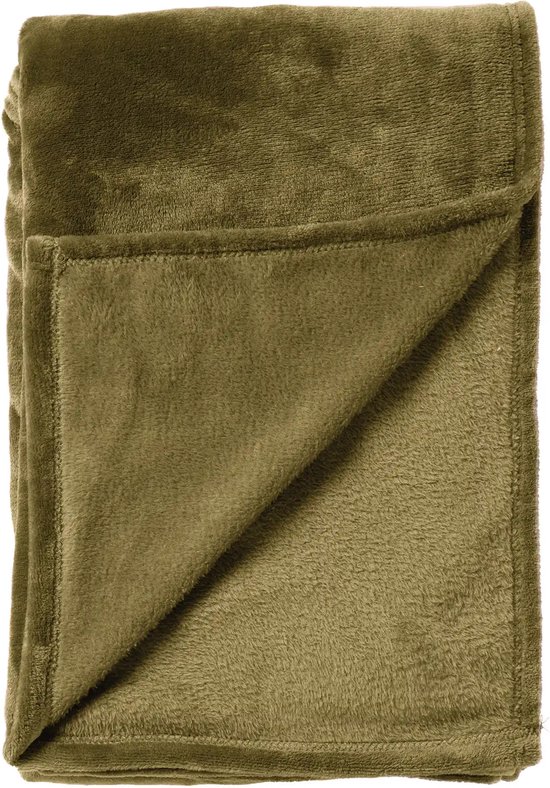 Dutch Decor - BILLY - Plaid 150x200 cm - flannel fleece - superzacht - Military Olive - groen