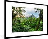 Fotolijst incl. Poster - Jungle - Boom - Vulkaan - Jongens - Meisjes - Kindje - 120x80 cm - Posterlijst