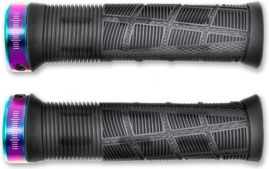 ACID Grips Disrupt - Fietshandgrepen - Handvatten met anti-slipstructuur - Extra grip - Geschikt voor Mountainbikes - Doorschijnend Zwart/Chroom - Ø 32,5 mm